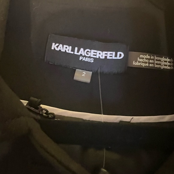 Karl Lagerfeld Paris Women's Four Pocket Peter Pan Collared Jacket, Black - Picture 8 of 10